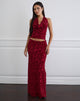 Image of Alfreda Maxi Skirt in Flocked Mesh Flower Cherry
