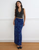 Image of Alfreda Maxi Skirt in Midnight Leaf Flock Navy