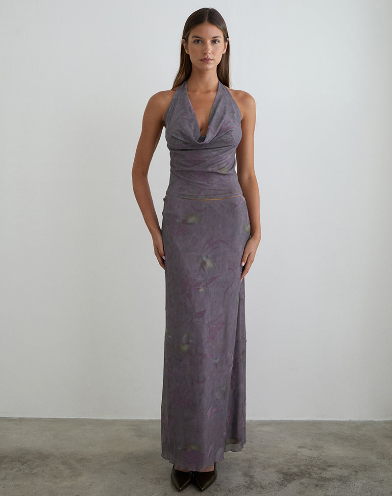 Image of Alfreda Maxi Skirt in Flare Flower Purple