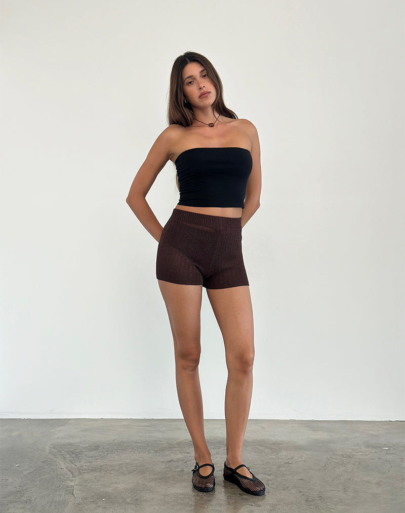 Image of Alina Short in Wide Rib Knit Brown