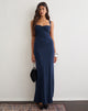 Image of Alivia Ruched Maxi Dress in Cupro Navy