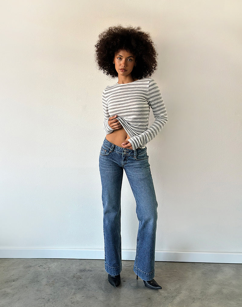 Image of Low Rise Bootcut Jeans in Ocean Blue