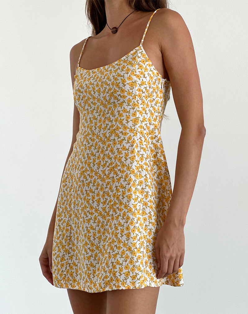 Image of Alvary Mini Dress in Yellow Cosmos Garden