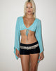 Image of Alysa Tie Front Top in Mesh Aqua Blue