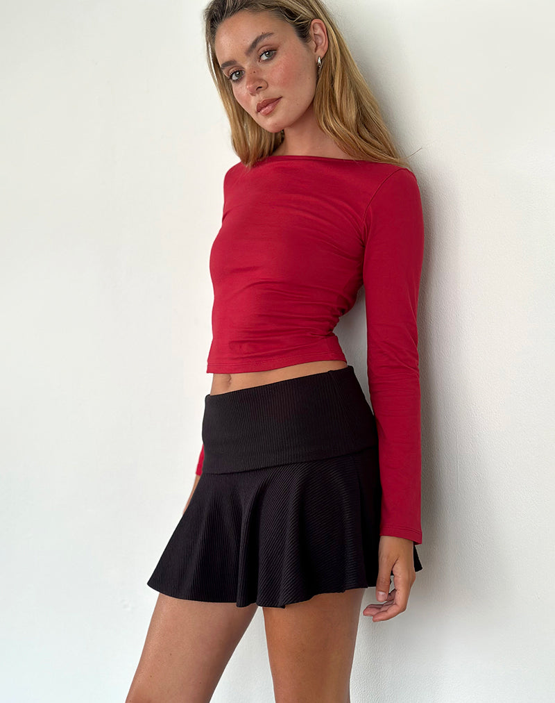 Amabon Long Sleeve Top in Adrenaline Red