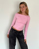 Image of Amabon Long Sleeve Top in Flamingo Pink
