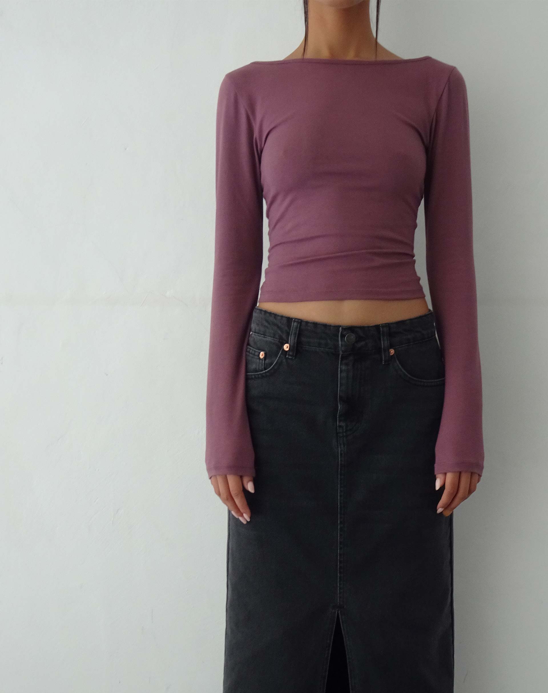 Image of Amabon Long Sleeve Top in Mauve