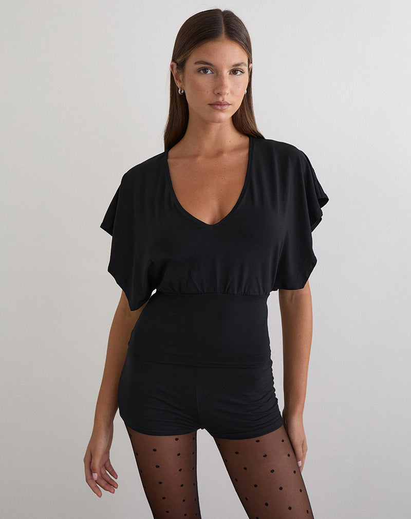 Amarata Batwing Top in Rayon Jersey Black
