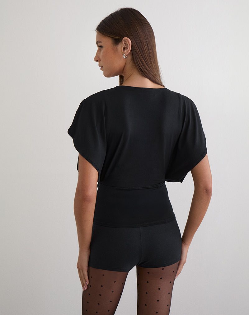 Image of Amarata Batwing Top in Rayon Jersey Black