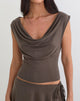 Image of Wiyana Cowl Neck Top in Cupro Dark Brown