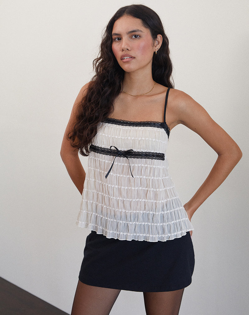 Image of Ancika Cami Top in Textured Chiffon Ivory