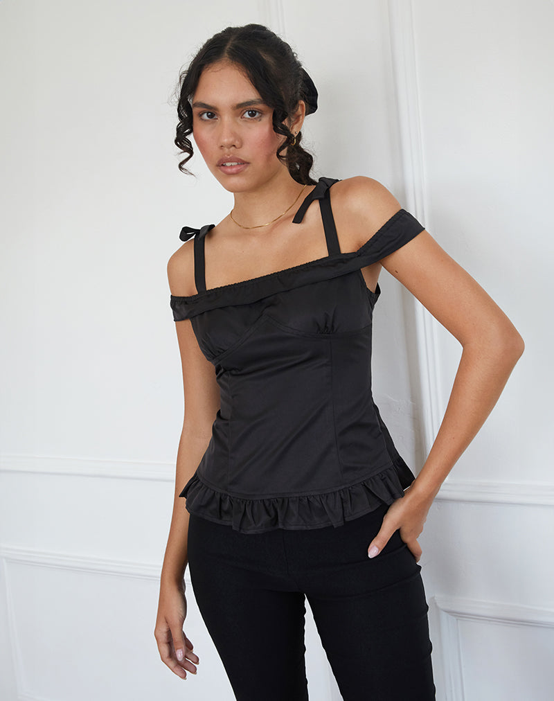 Image of Anneli Frill Hem Top in Black