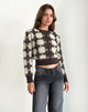 Image of Anzio Knitted Cardigan in Check Brown