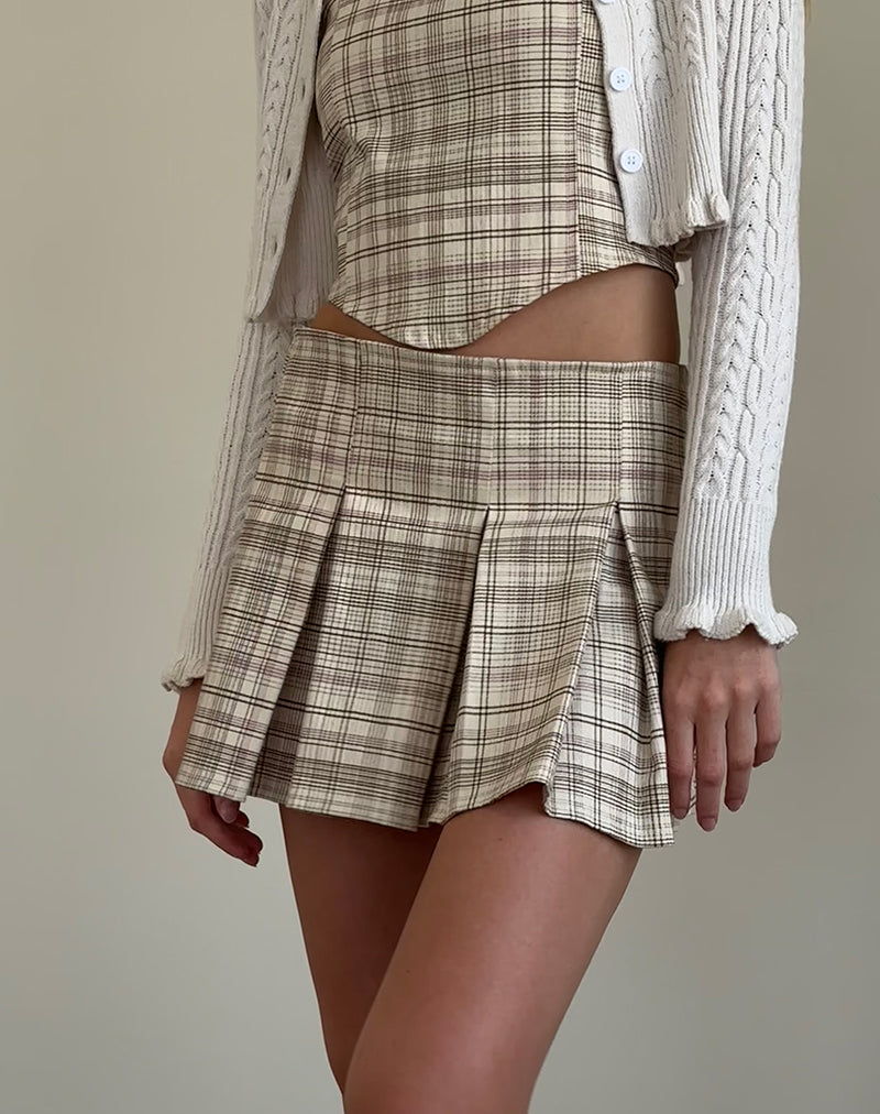 Image of Alula Mini Skirt in Cream Pastel Check