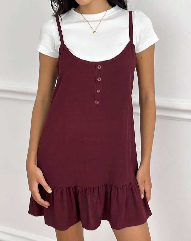 Arige Mini Dress in Maroon