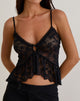 Image of Arin Ruffle Cami Top in Floral Lace Black