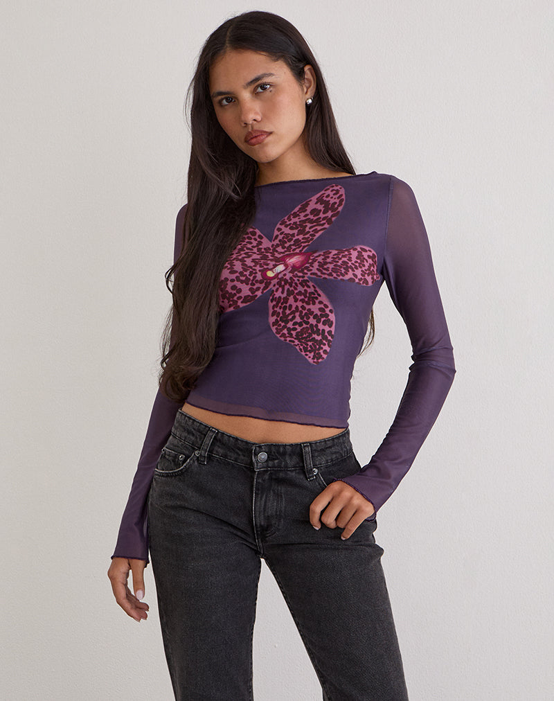 Armali Long Sleeve Top in Vibrant Orchid Purple