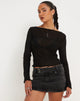 image of Armina Long Sleeve Top in Black