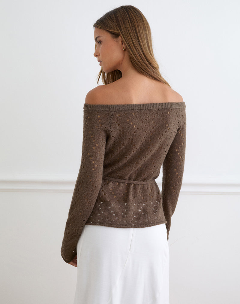 Image of Arutala Long Sleeve Top in Knit Brown