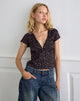 Image of Asani Top in Dark Pink Rose Black