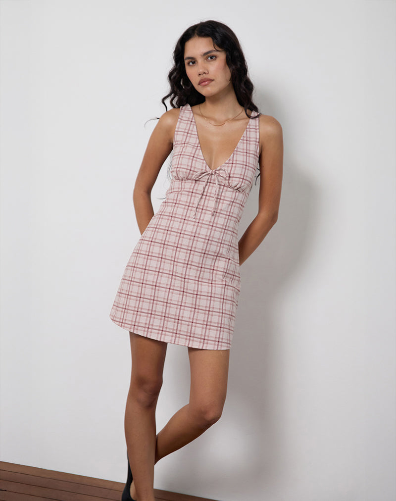 Asatari Mini Dress in Basic Tartan Pink