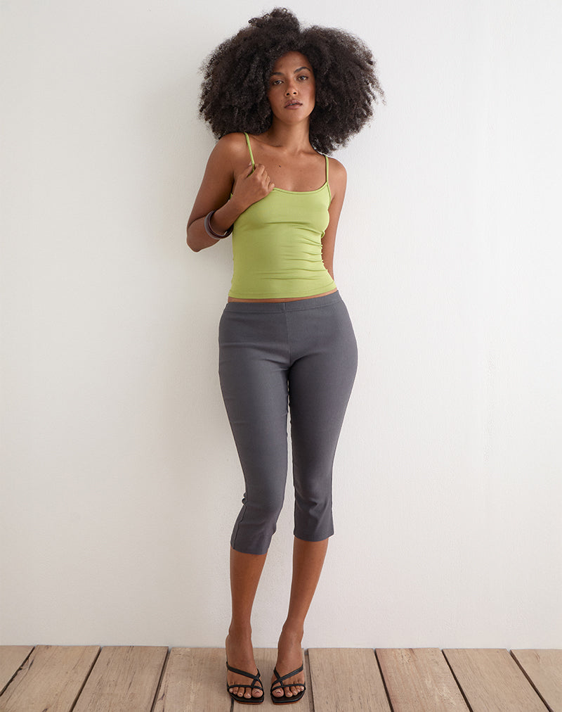 Asla Cropped Capri Trouser in Stretch Tailoring Charcoal