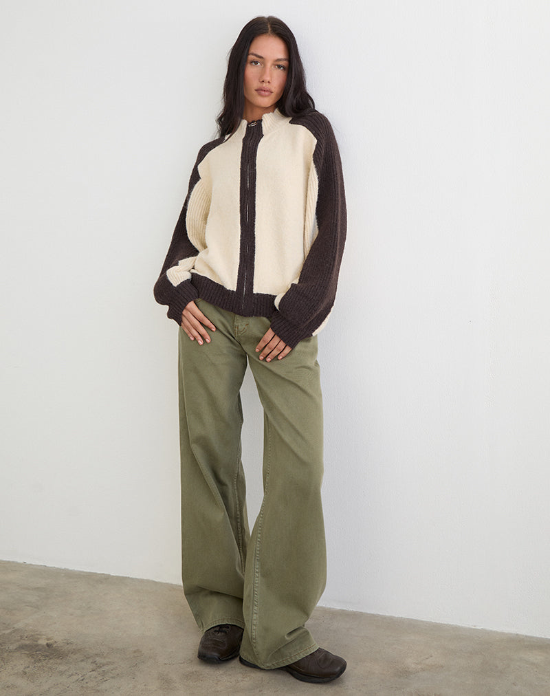 Image of Asrar Jumper in Knit Cream and Brown