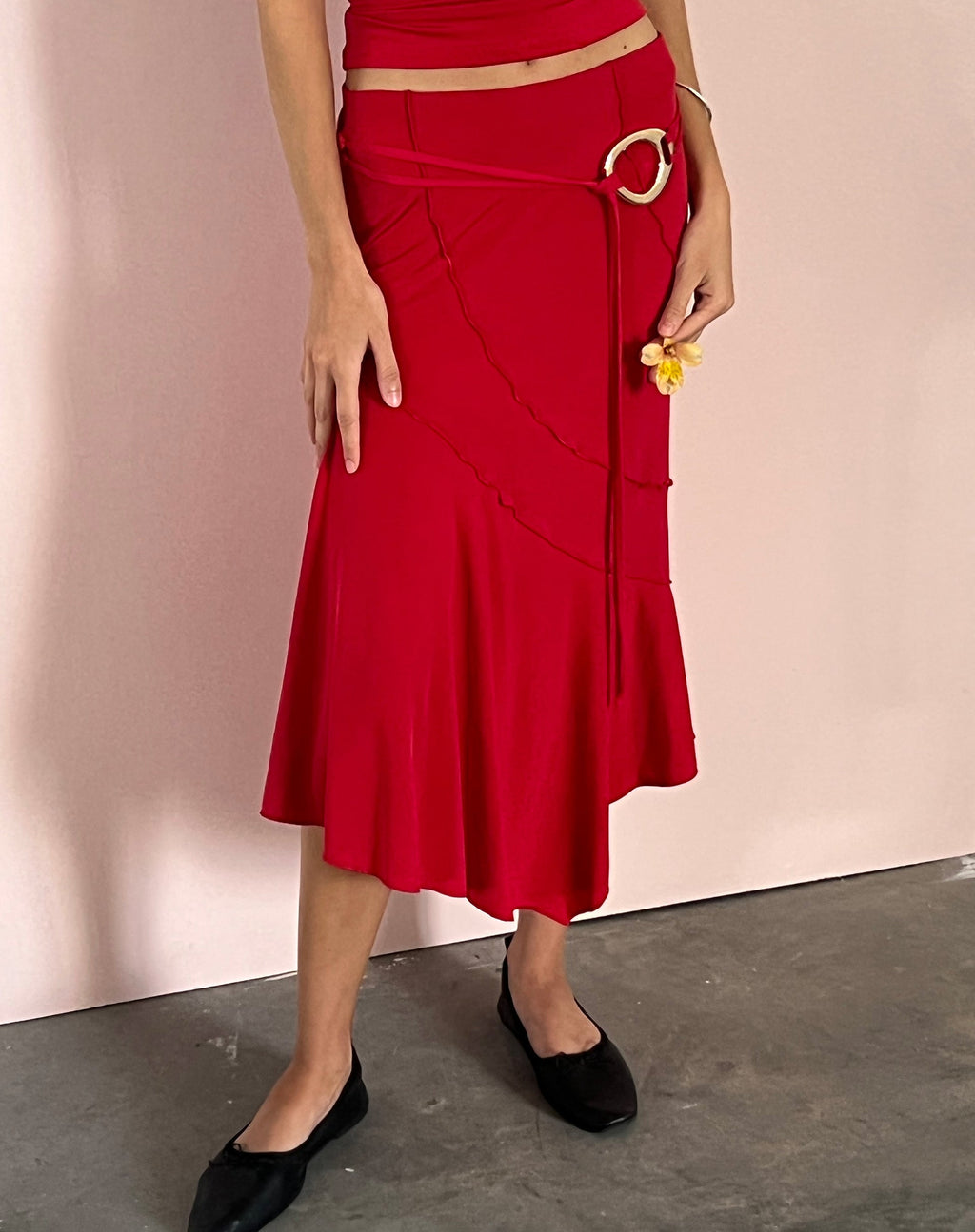 Kimiko Midi Skirt in Red