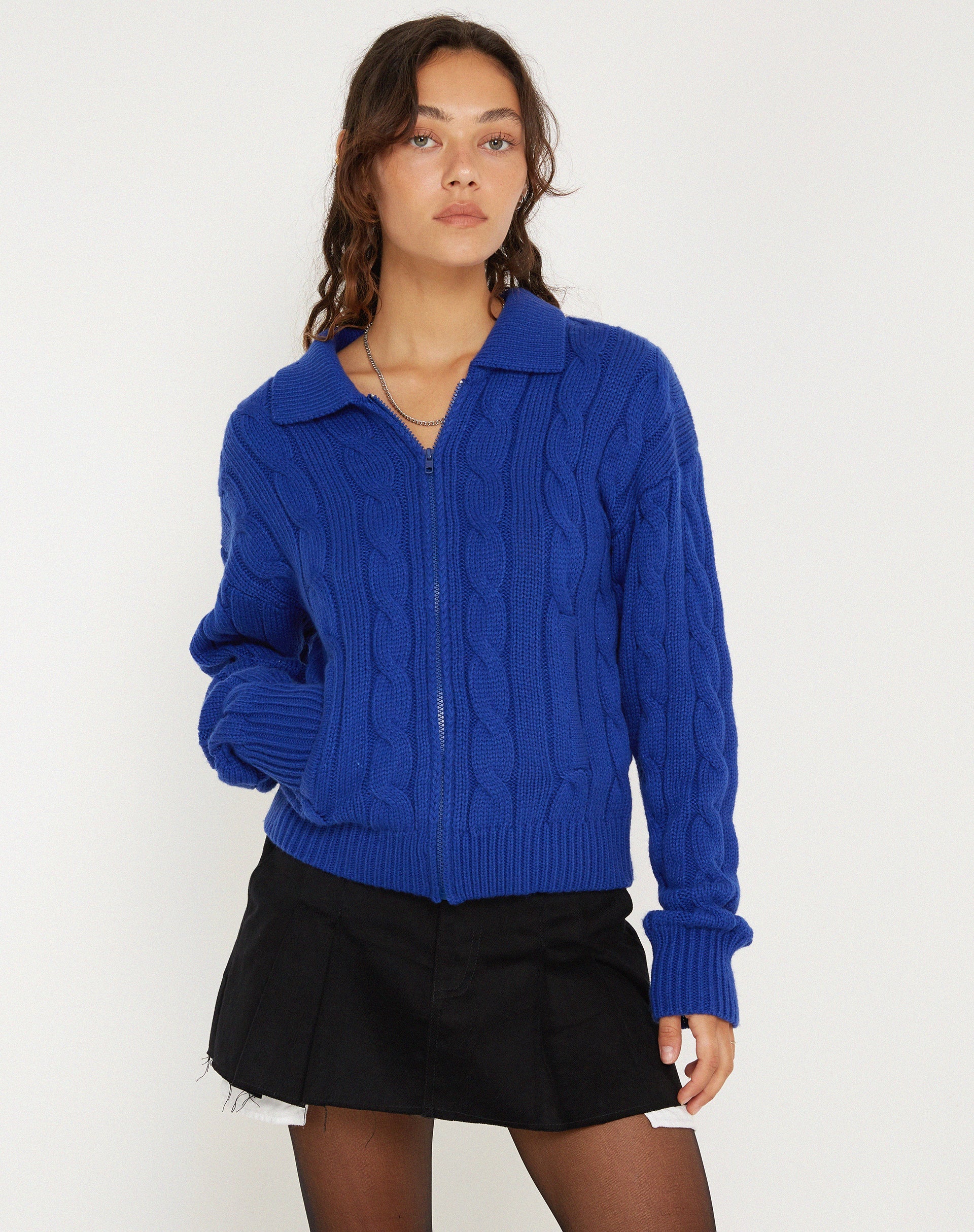 image of Atasya Knit Jacket in Cobalt