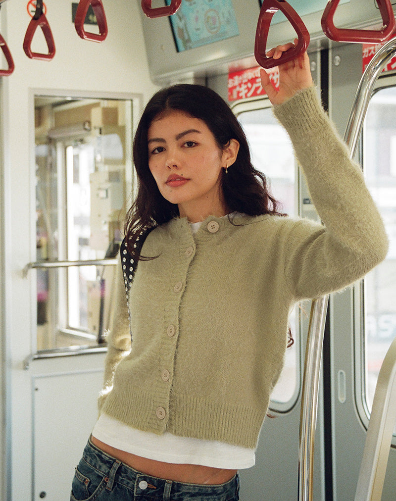 Audrina Cardigan in Fluffy Knit Sage