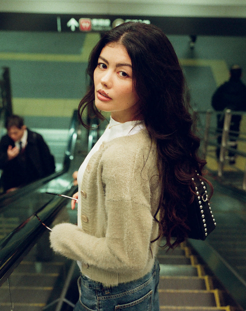 Audrina Cardigan in Fluffy Knit Sage