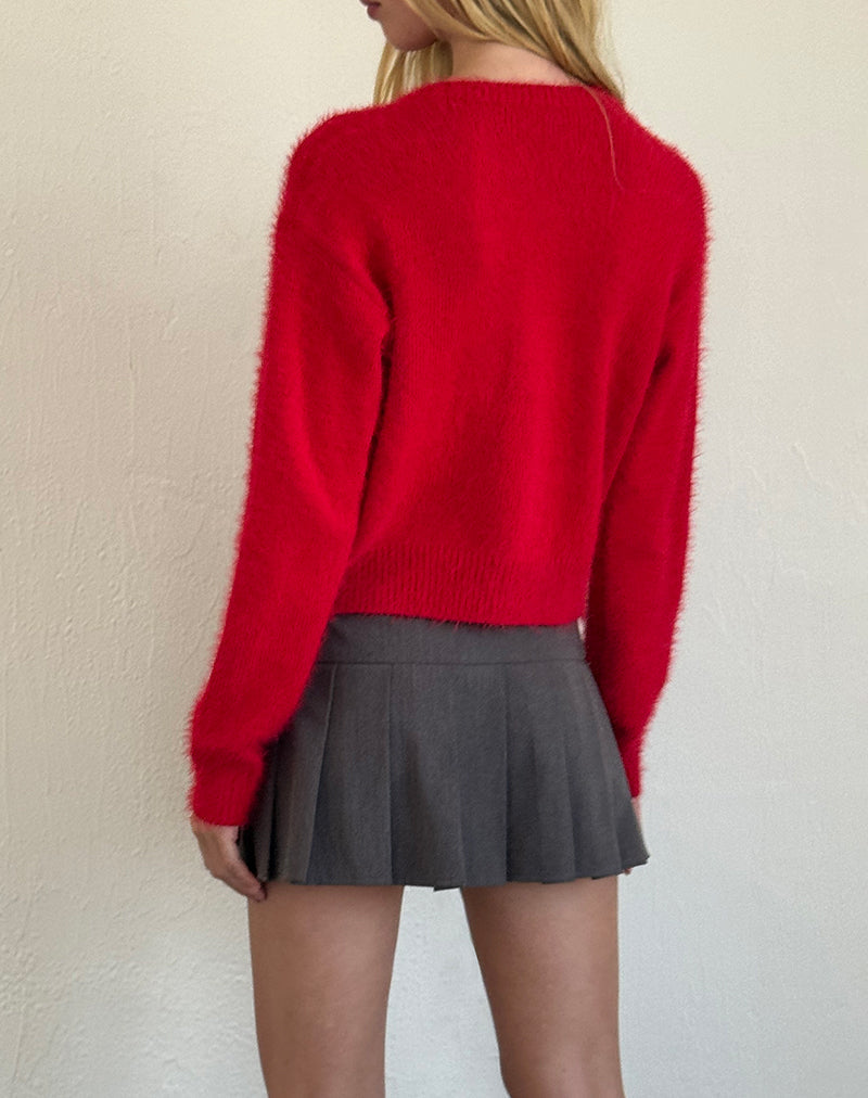 Image of Audrina Cardigan in Fluffy Red
