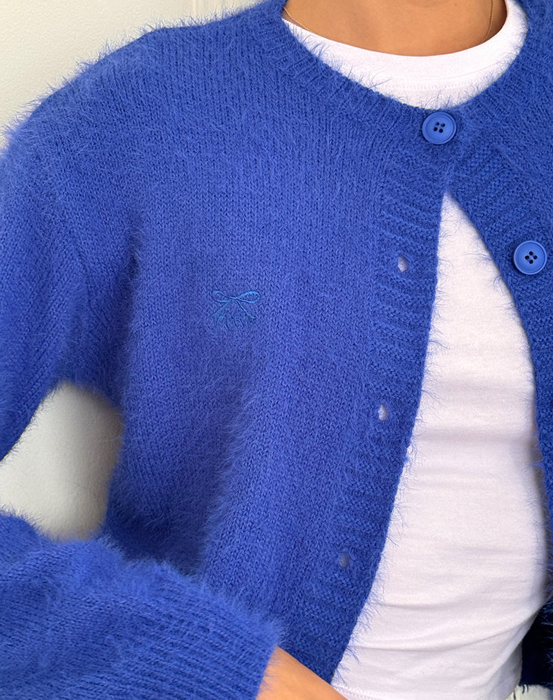 Image of Audrina Cardigan in Fluffy Cobalt Blue