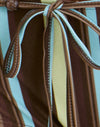 Brown and Blue Linear Stripe with Tie Waist