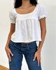 Image of Axoni Square Neck Blouse in Linen White