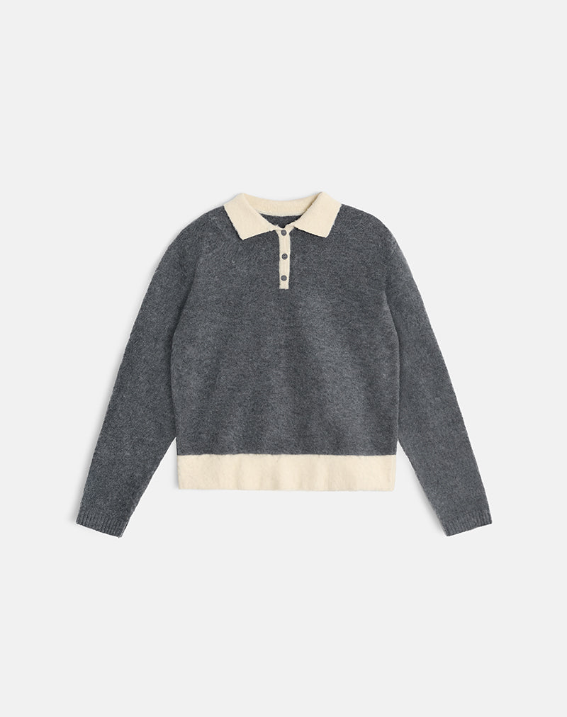 Image of Balamoa Jumper in Knit Grey and Cream