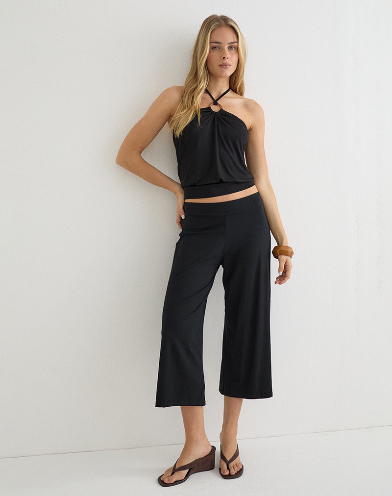 Black Cupro Halter Top | Ballerie – motelrocks-com-aus