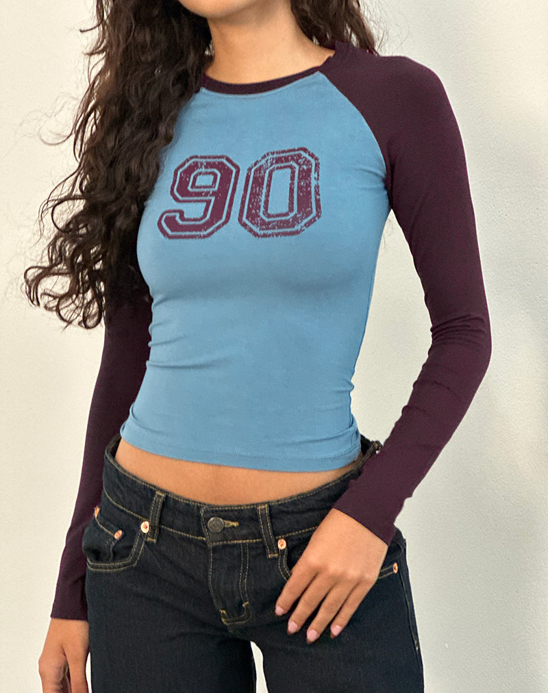 Image of Balqis Long Sleeve top in Blue Redwood Combination