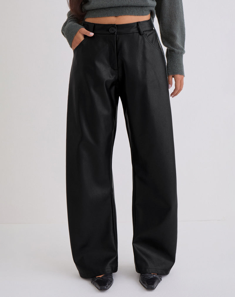 Barvyn Barrel Leg Trouser in PU Black