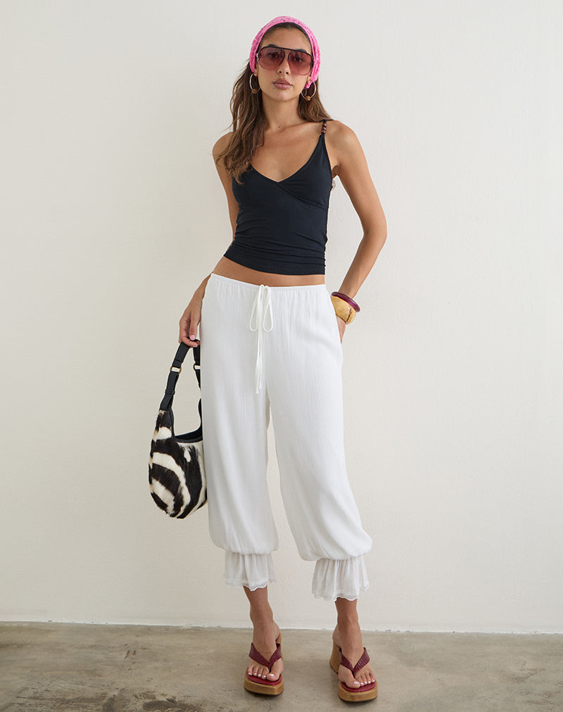 Basma Bloomer Trouser in Rayon White