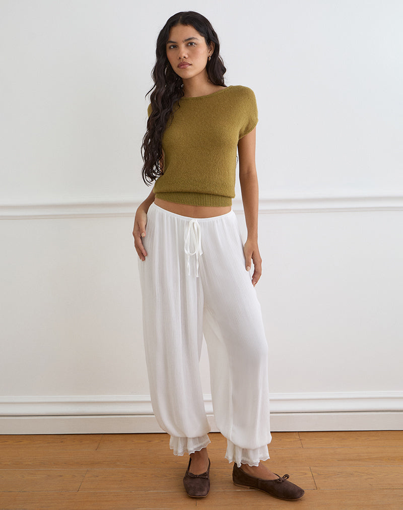 Image of Basma Bloomer Trouser in Rayon White