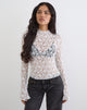 Image of Beerus Long Sleeve Mock Neck Top in Lace Ivory