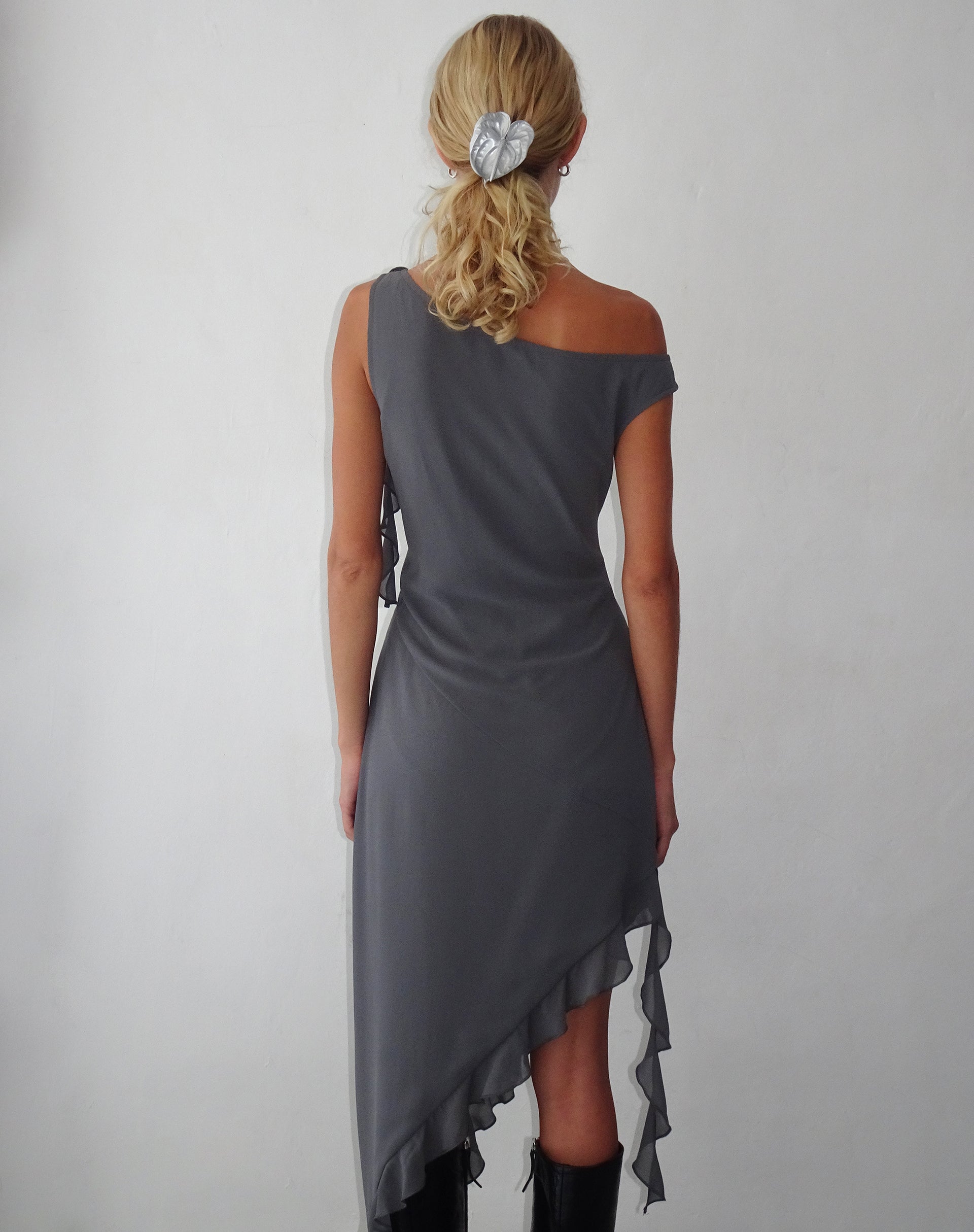 Grey sale asymmetrical dress