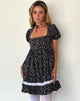 Image of Beling Mini Tea Dress in Black Ditsy Romance