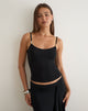 Image of Betony Top with Beads in Cupro Black