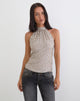 Image of Beyi Halterneck Top in Chiffon Sequin Nude