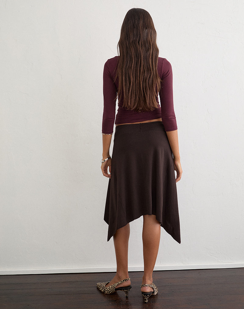 Image of Bilur Waterfall Midi Skirt in Chocolate Brown