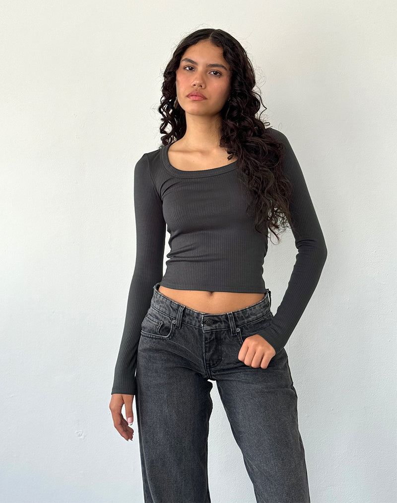 Image of Binlo Extra Long Sleeve Top in Black Forest