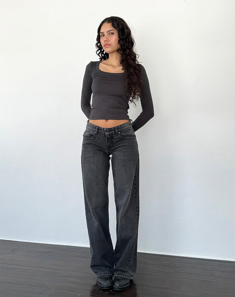 Image of Binlo Extra Long Sleeve Top in Black Forest