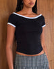 Image of Bitha Crop Top in Black with White Piping